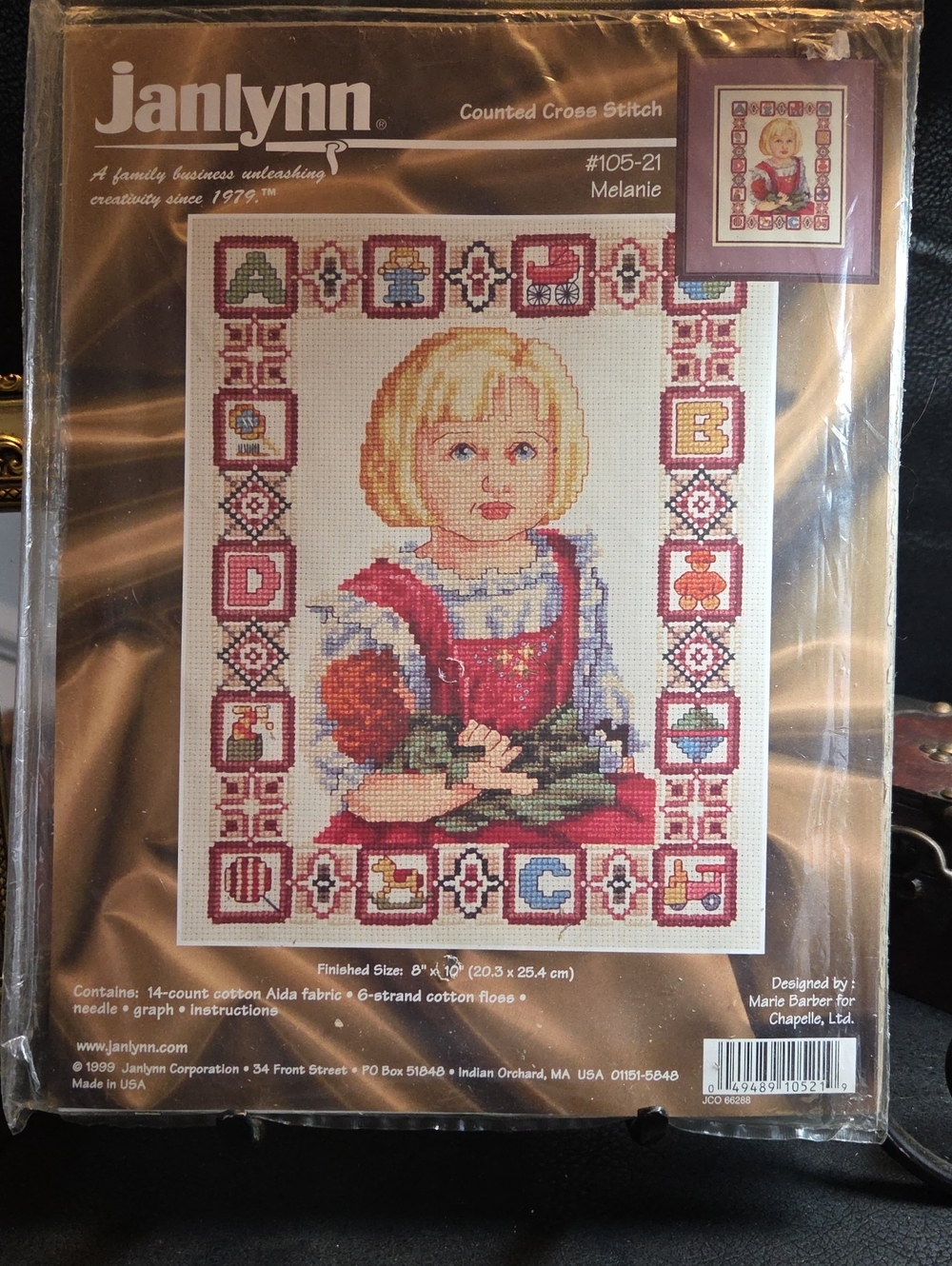 1999 Janlynn "Melanie" Counted Cross Stitch Girl Complete Kit Smoke Free Home